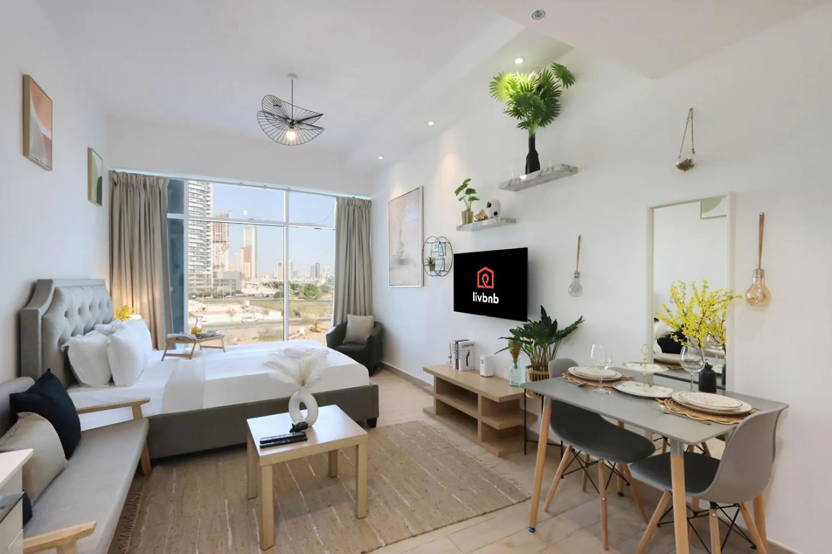 Livbnb - Chic And Cosy Studio With Rooftop Pool, Jvt Dubai Apartment